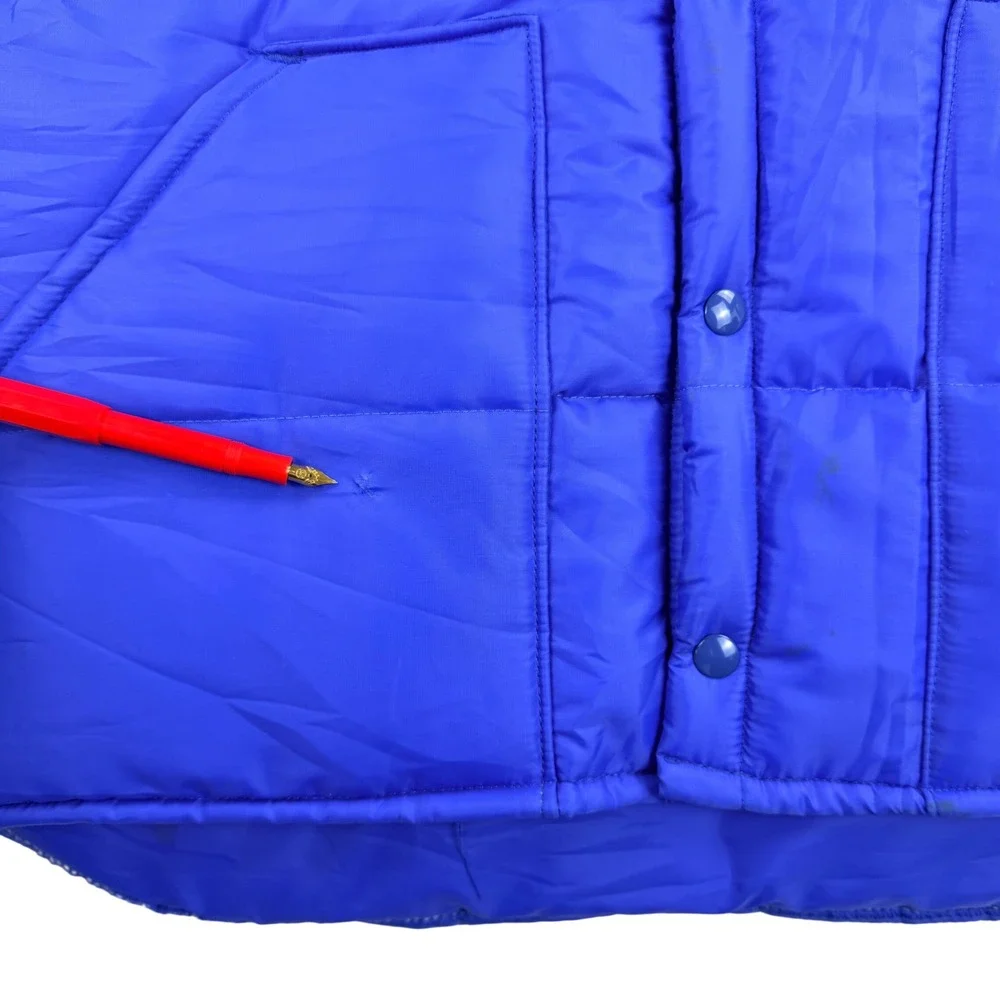 OXY Puffer Vest Men Large Royal Blue Nylon Quilted Snap Oil & Gas Vintage